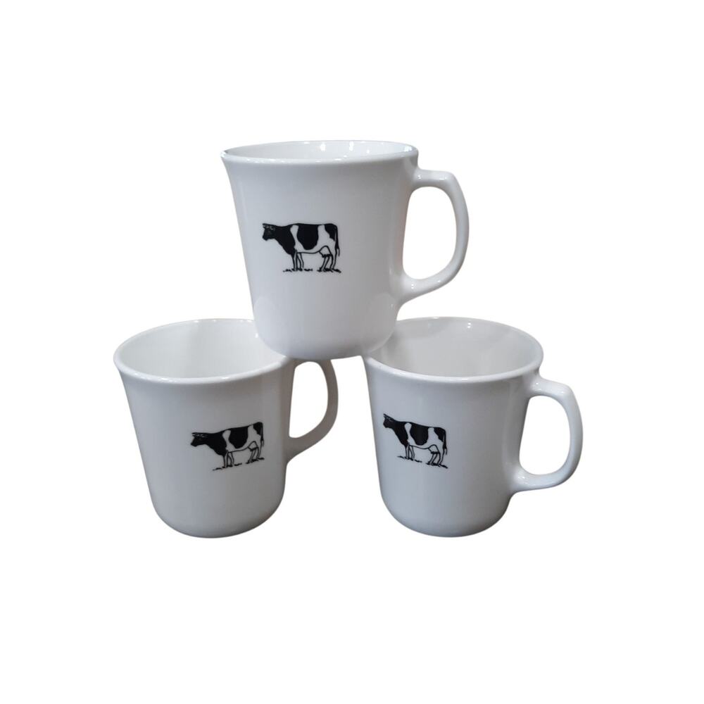 Set of 3 Corning ANNIE'S COW 10oz Coffee Mugs Microwave Safe Made In U.S.A.